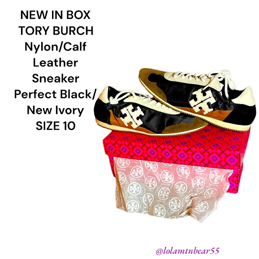 BRAND NEW TORY BURCH NYLON/CALF LEATHER SNEAKERS IN BOX-SIZE 10-UNIQUE DESIGN